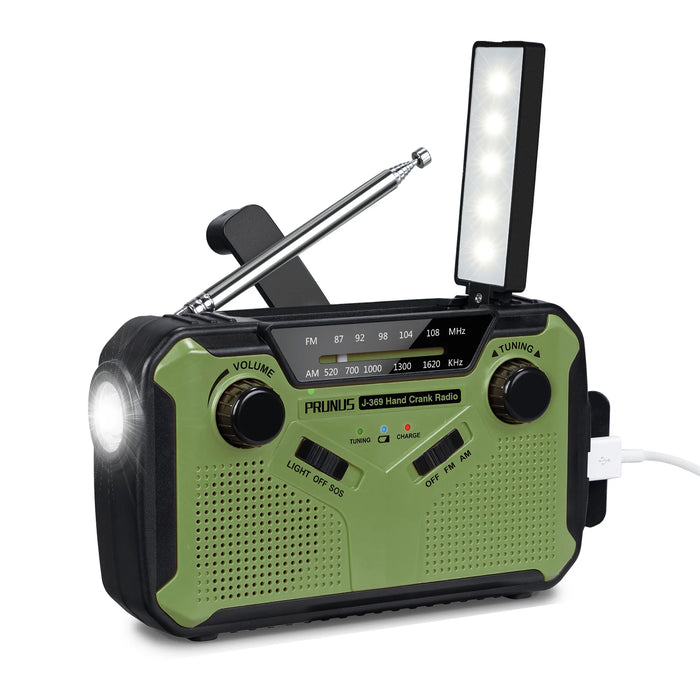 Be prepared for emergency with Danoz Direct Emergency Radio. Portable radio features AM/FM reception, solar hand crank, USB charging capabilities