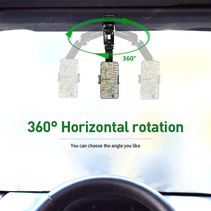 Danoz CarSmart – Clip It, Spin It, Navigate Like a Boss! 360° Rotating Sun Visor & Rearview Mirror Phone Holder for iPhone & Android – Buy 1 Get 1 More! 🚗📱