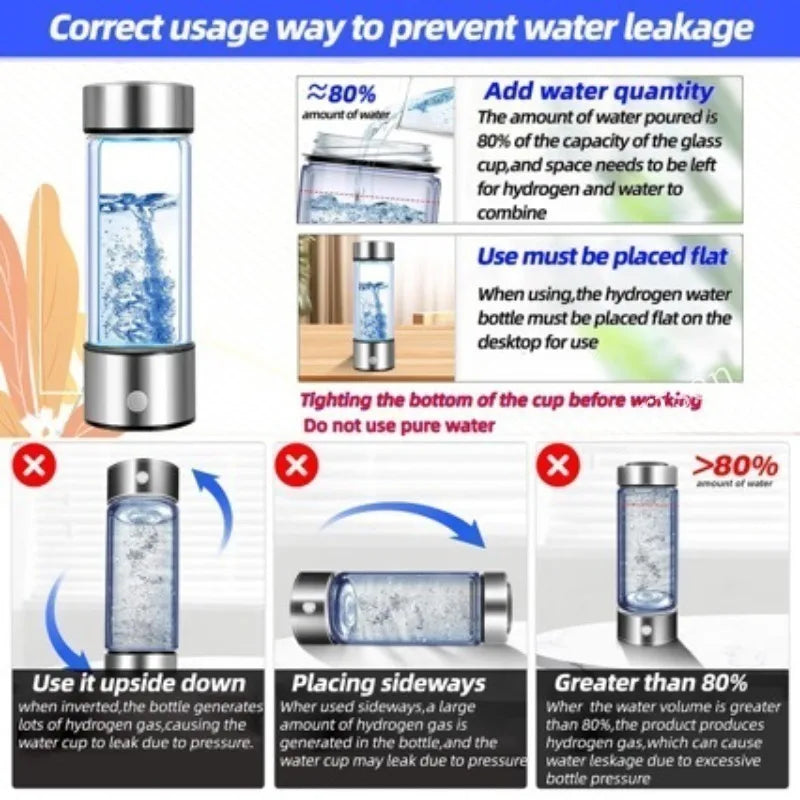 💧 Danoz WaterSmart | ZARTSEN Hydrogen-Rich Water Generator Bottle | Titanium | USB Rechargeable | Portable Ionizer | Healthcare Water Cup | Silver | Free Postage!