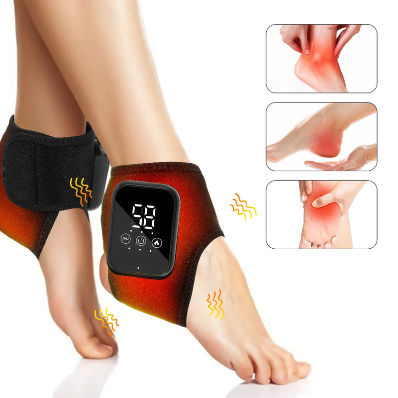 Danoz Health - Electric Ankle Brace with Adjustable Hot Compress Vibration Massage Ankle Guard Band Carpal Tunnel Foot Protection Support Tool - Buy 1 Get 1 Free!