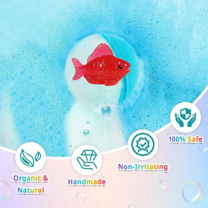 Danoz KidSmart Ocean Bath bomb Ball Set with Hidden Toys 6 or 12PCS Sea Salt Flower Fruit Scented Bath Bombs for Kids Bath Gift Foot Bath