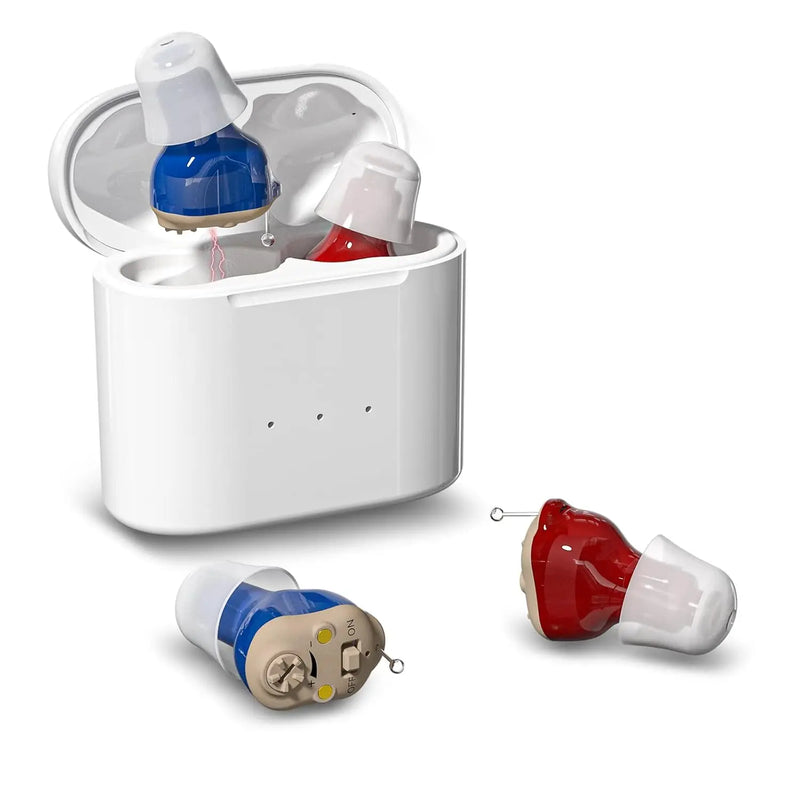 🎧 Danoz HearingSmart | Z-19 Rechargeable Hearing Aid | Invisible In-Ear | Mini Wireless | CE Certified | Elderly | Red Blue & Skin Tone