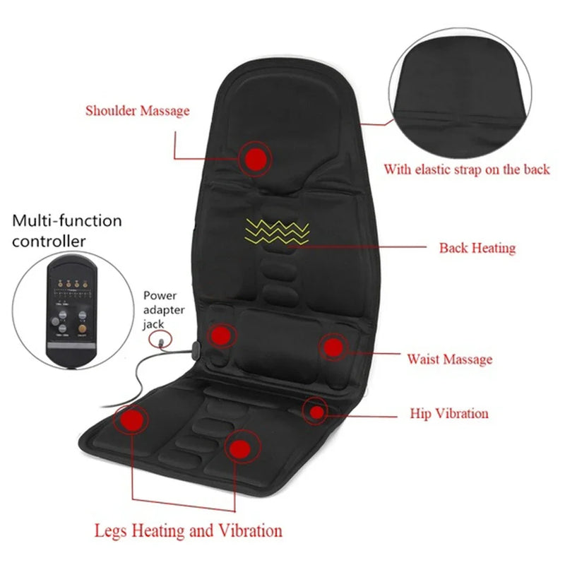 💪 Danoz MassageSmart | 5-Motor Vibration Massage Cushion with Heat | Car, Office & Home | 8 Modes | Lumbar, Back, Neck & Thigh Relief | Remote Control | AU Plug ❤️✨