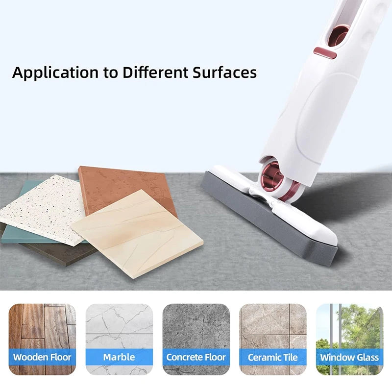 Danoz CleanSmart - Mini TopMop Portable Self-Squeeze Self Wringing Mop Strong Absorbent Sponge Mops - Buy 1 Get 1 Free!