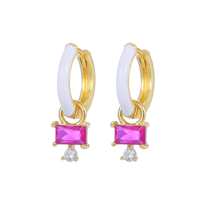 ✨ Danoz JewelrySmart | 18K Gold Plated Geometric Zircon Dangle Earrings | Cubic Zirconia | Stainless Steel | Huggie Clip | Women's Jewellery