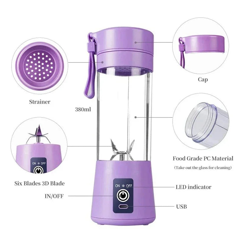 Danoz BlendSmart Blend'n'Go Portable Juicer Blender 🍹 | USB Rechargeable | 6-Blade Powerful Motor | 4000mAh Battery | Smoothies, Juice & Baby Food | Buy 1 Get 1 More!