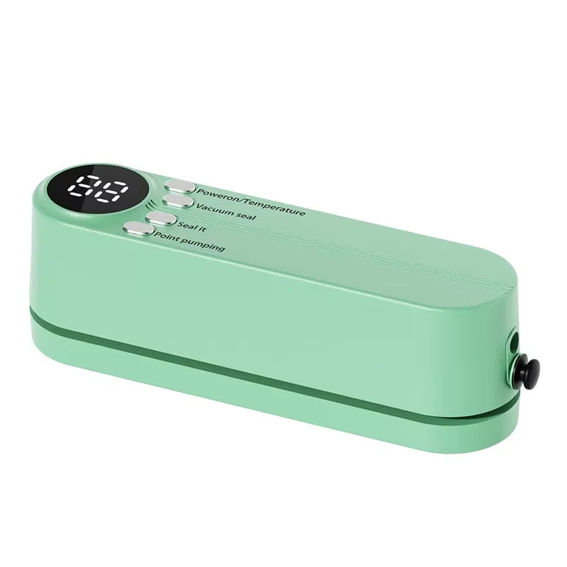 🍽️ Danoz KitchenSmart | HOMEFISH Mini Wireless Vacuum Sealer | Portable | LED Display | 3 Sealing Modes | 60kPa | Food & Bag Sealing | Green & Off White ✨