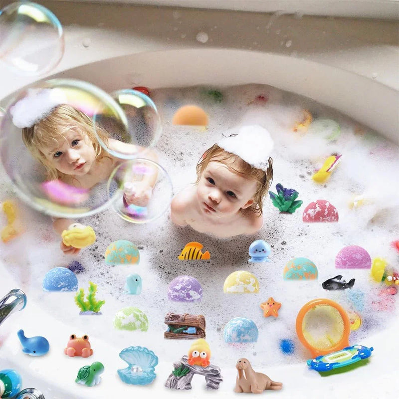 Danoz KidSmart Ocean Bath bomb Ball Set with Hidden Toys 6 or 12PCS Sea Salt Flower Fruit Scented Bath Bombs for Kids Bath Gift Foot Bath