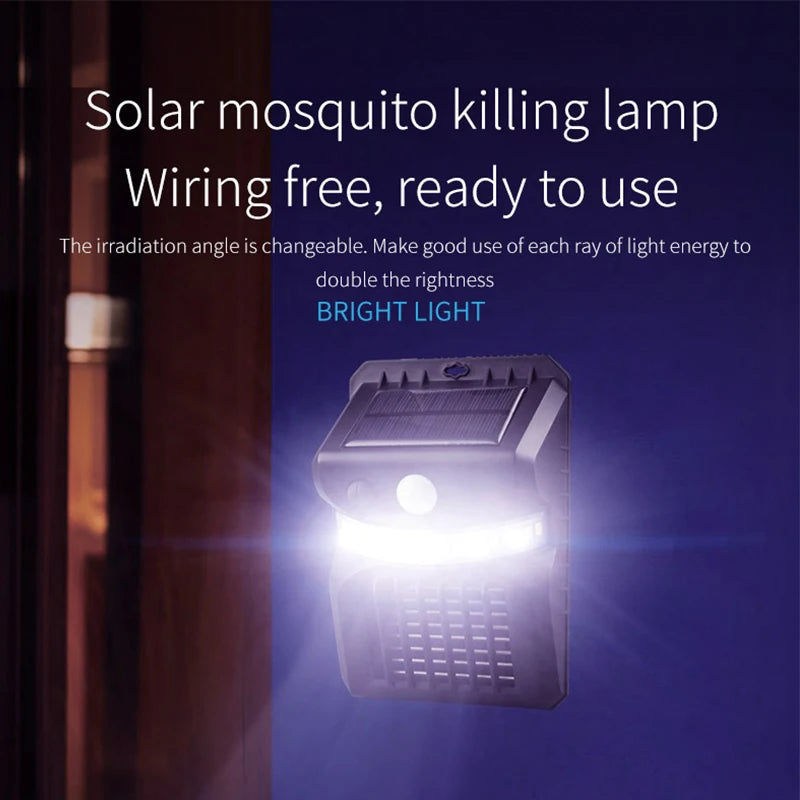 Danoz Pests - LED Solar Mosquito Killing Lamp UV Electric Shock Mosquito Killer Human Intelligent Induction Outdoor Waterproof Wall Lights - Buy 1 Get 1 Free!