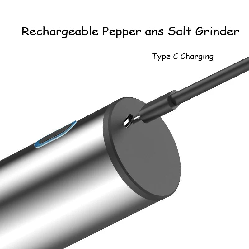 🧂 Danoz SaltPepperSmart | Electric Salt & Pepper Grinder Set | USB Rechargeable | Adjustable Coarseness | Ceramic Burr | One-Hand Operation