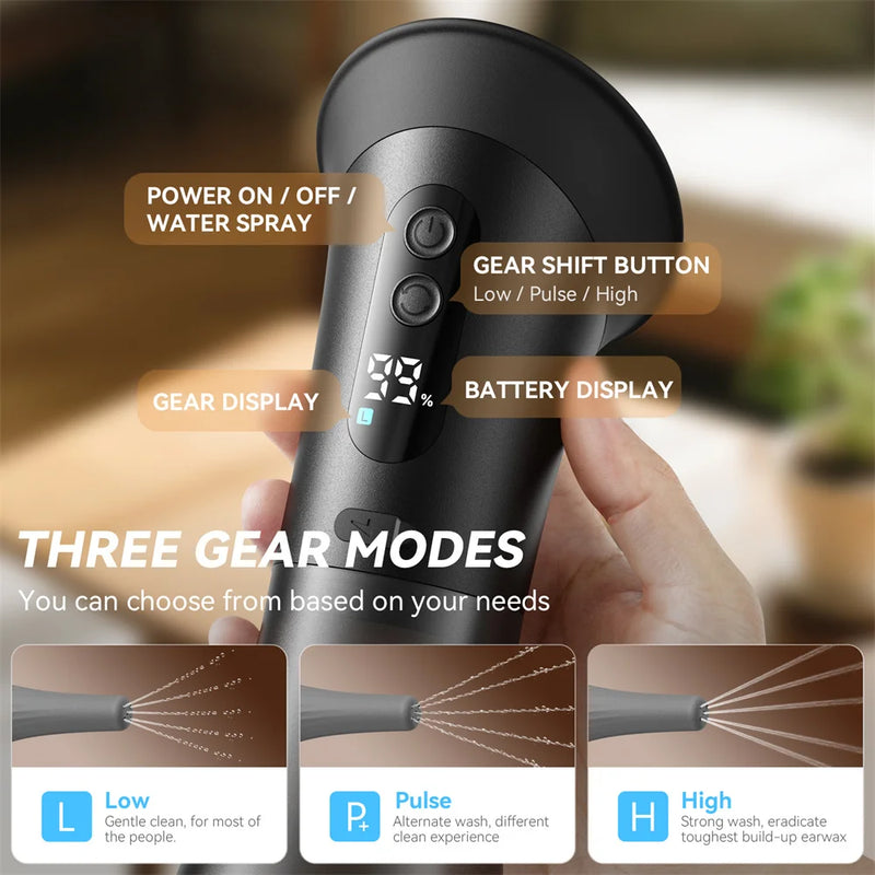 👂 Danoz EarSmart | SUNUO Electric Ear Wax Removal Kit | Dual Water Tank | 3 Pressure Modes | LED Display | Type-C Rechargeable