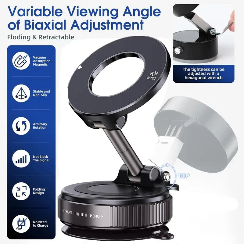📱 Danoz PhoneSmart | Upgraded 360° Vacuum Magnetic Phone Holder | Car, Gym, Mirror & More | Hands-Free Suction Mount | Works with Any Smooth Surface | Black ✨🚗