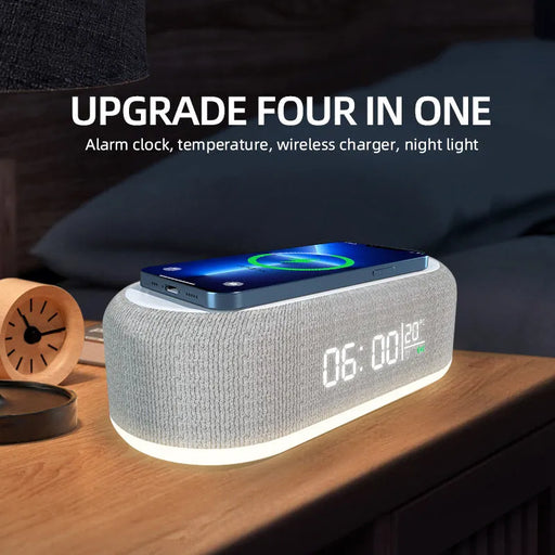 Danoz Direct - Charge your phone in style with Danoz Direct Wireless Charger Alarm Clock - 3 LED lights settings