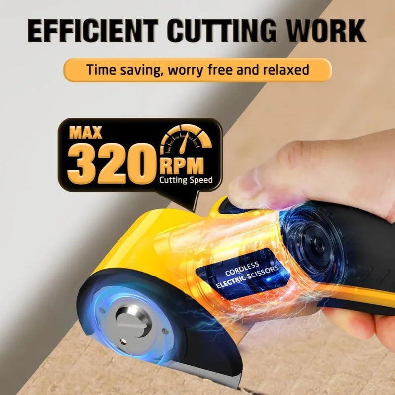Danoz ToolSmart ✂️ | Cordless Electric Scissors | 320RPM Rotary Blade | USB Rechargeable | LED Display | Fabric Leather PVC DIY | 3 Colours | Free Postage!