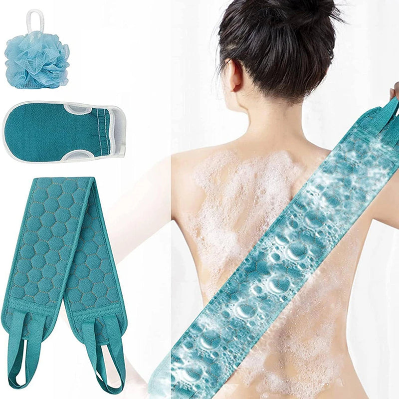 Danoz ShowerSmart - 3Pc. Exfoliating Body Scrubber Set - Includes Back Scrubber, Bath Glove And Shower Bath Sponge Loofah - Buy 1 Get 1 More!