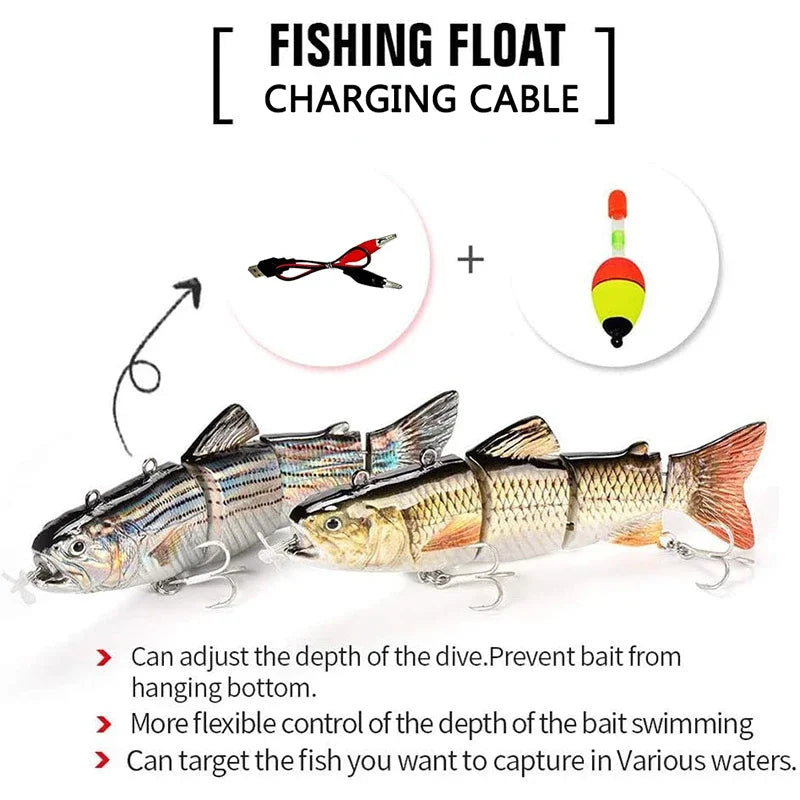 🎣 Danoz FishingSmart | Electric Robotic Swimbait | 4-Segment Auto Swimming | USB Rechargeable | LED Luminous | 90mm & 130mm | Saltwater & Freshwater ✨