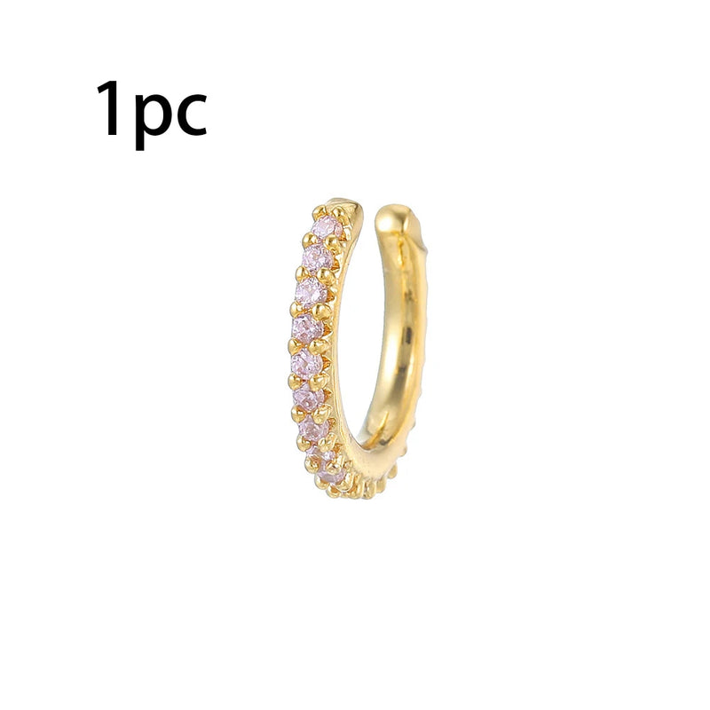✨ Danoz JewelrySmart | 18K Gold Plated Geometric Zircon Dangle Earrings | Cubic Zirconia | Stainless Steel | Huggie Clip | Women's Jewellery