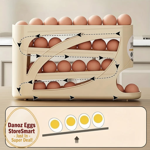 Wooden egg rack with eggs on a neutral background