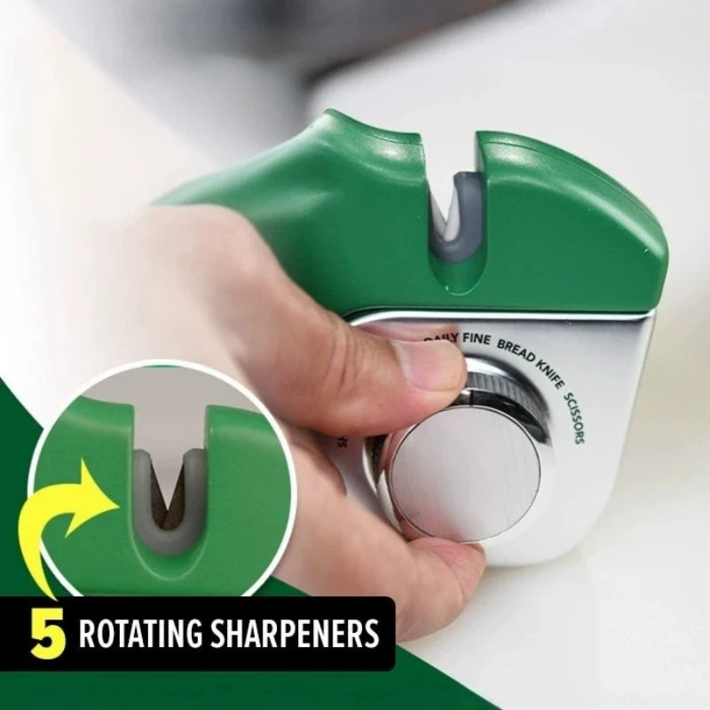 🔪 Danoz KniveSmart | Dial Knife Sharpener | 5-in-1 Adjustable | Straight & Serrated Knives | Scissors | Handheld Kitchen Blade Sharpening Tool ✨