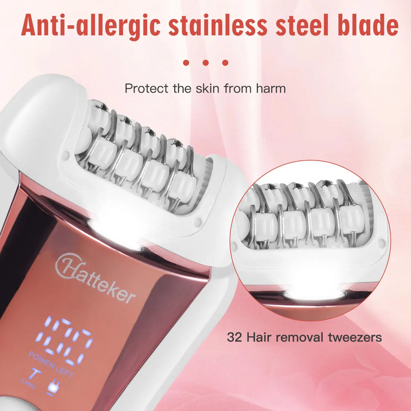 💜 Danoz BeautySmart | Hatteker 2-in-1 Epilator & Razor | IP45 Wet & Dry | Dusk-to-Dawn Smooth Skin | USB Rechargeable | BOGO Deal