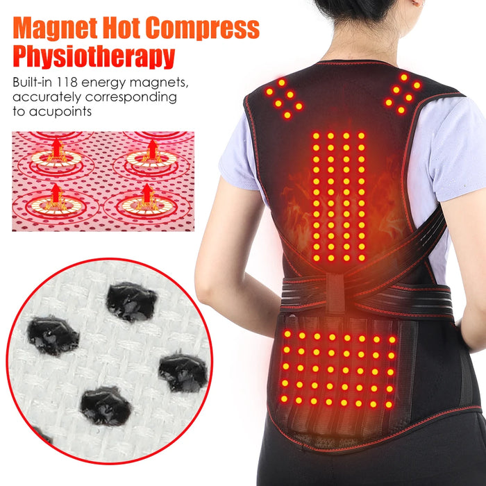 Danoz Health - Magnet Heated Vest Magnetic Self-Heating Thermal Waist Brace Lumbar Pad Corset Postrue Corrector Relief Pain