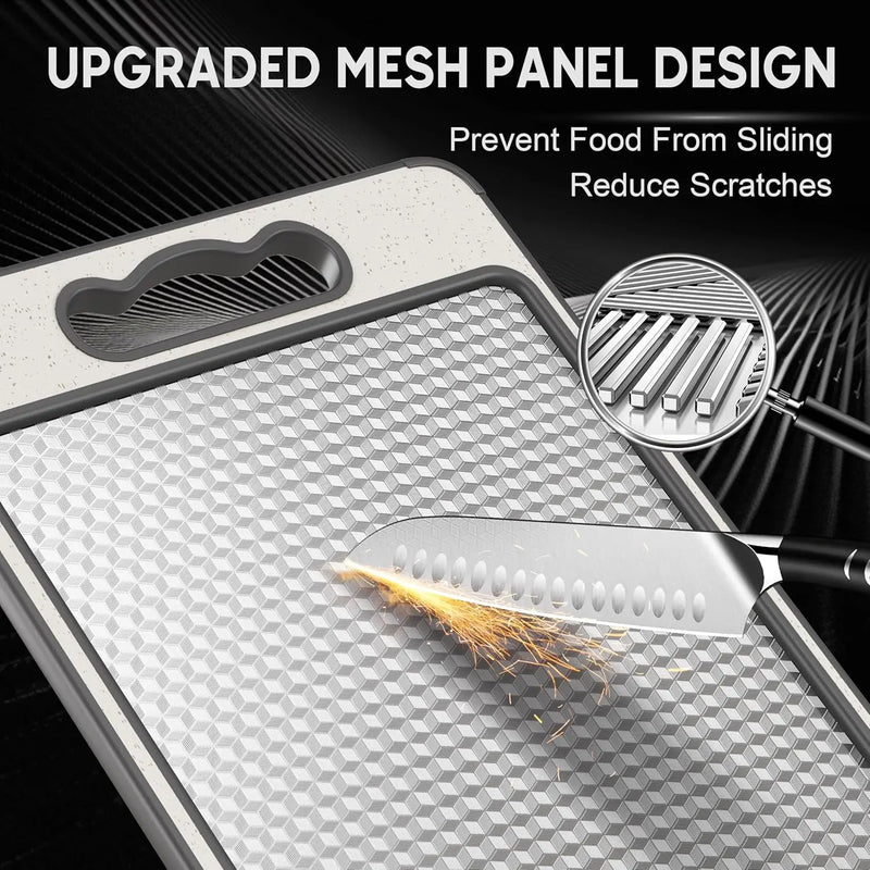 Danoz Kitchen - Stainless Steel Cutting Board Double Sided Chopping Board for Kitchen Scratch Resistant Anti-Slip Silicone Edges