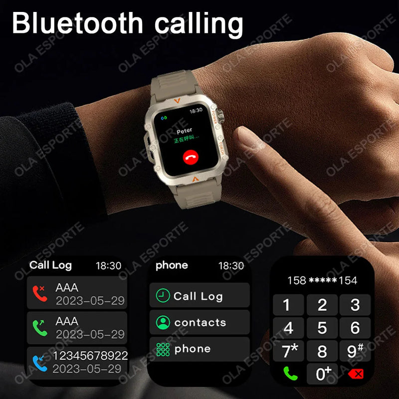 ⌚ Danoz TechSmart | Ola Esporte Military GPS Smart Watch | 2.01” HD | Bluetooth Calling | Heart Rate SpO2 ECG | 3ATM | 50-Day Standby | Multi-Sport ✨