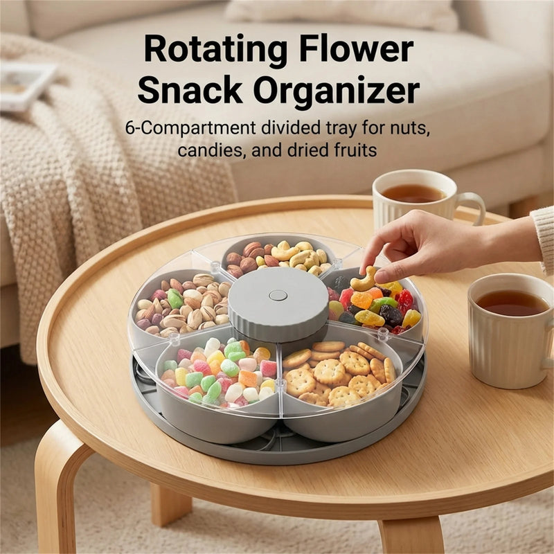Danoz ServeSmart – Spin, Serve & Impress! Rotating 360° Divided Vegetable & Fruit Serving Tray – Perfect for Parties, Gatherings & Everyday Kitchen Fun 🍎🥗✨