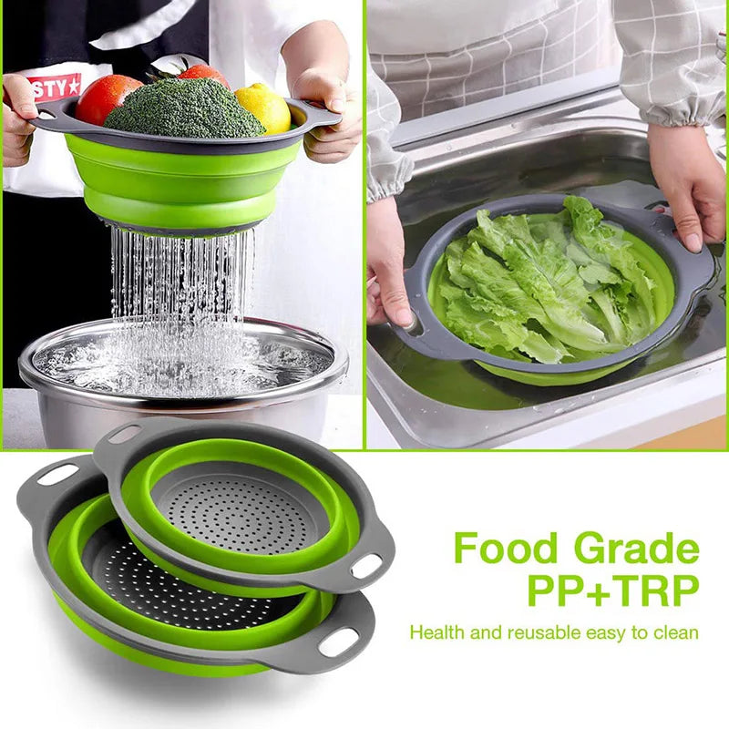 Danoz KitchenSmart - Buy 1 Get 1 Free! - Foldable, Silicone vegetable and fruit cleaning and drainage basket  cleaning basket Folding water filter net Kitchen Gadgets