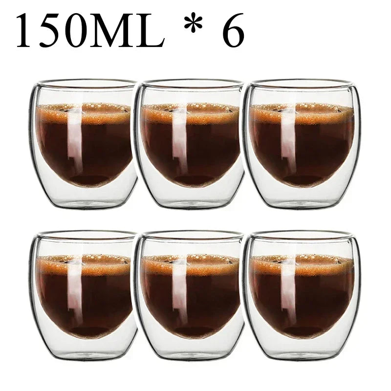 Danoz CoffeeSmart – Sip in Style! Double Wall High Borosilicate Glass Mugs – Heat Resistant, Eco-Friendly & Perfect for Coffee, Tea, Juice & More – Sets of 4 to 18! ☕🥂✨