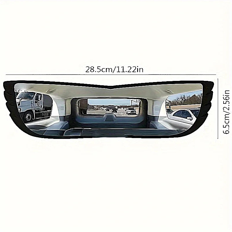Danoz Universal Fit AngelView Curved Rearview Blind Spot Mirror, 160° Wide Angle, Enhanced Field of View, Front Position, Oval Shaped Interior