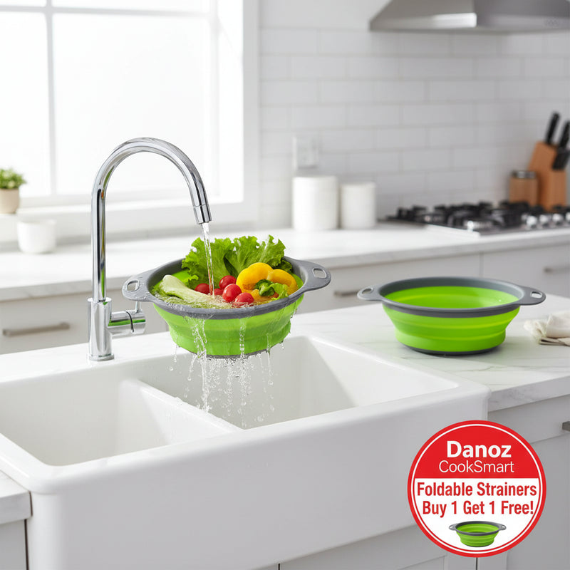 Danoz KitchenSmart - Buy 1 Get 1 Free! - Foldable, Silicone vegetable and fruit cleaning and drainage basket  cleaning basket Folding water filter net Kitchen Gadgets