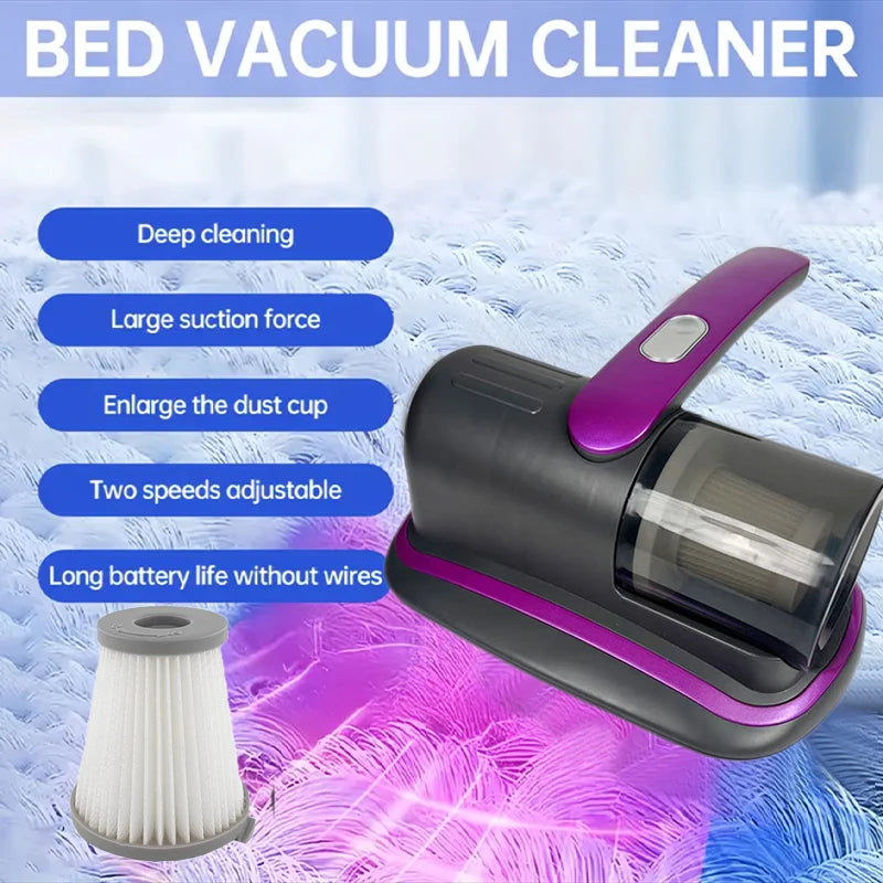 Danoz CleanSmart - Wireless Handheld Mattress Vacuum Cleaner with UV-C Light HEPA Filter And Ultrasonic Vibration12KPa for Bed Sofa Car Seat Carpet