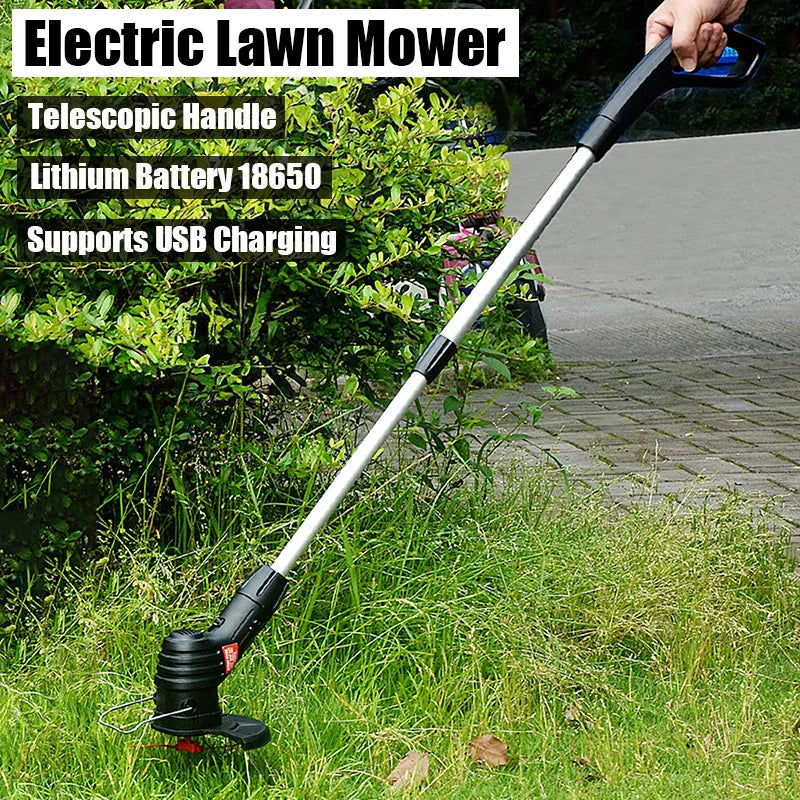 Danoz Garden - Electric Cordless Lawn Mower - USB Rechargeable Retractable Weeder + 5 Blade Kit