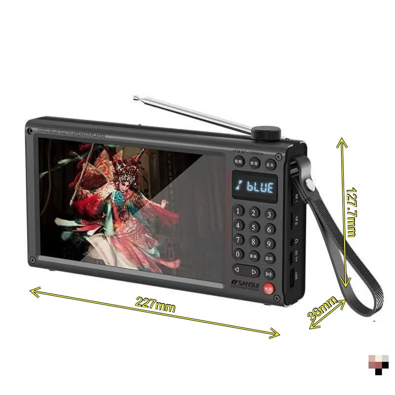 📻 Danoz TechSmart | SanSui F70 7" IPS Screen Multimedia Radio | TV/FM/AM/SW | Bluetooth 5.3 | MP4 Video | HIFI Speaker | USB & TF Card | Gray & Green