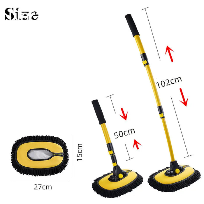 Efficiently clean your car with Danoz Direct's telescoping car wash mop. With a long handle and a retractable bent bar