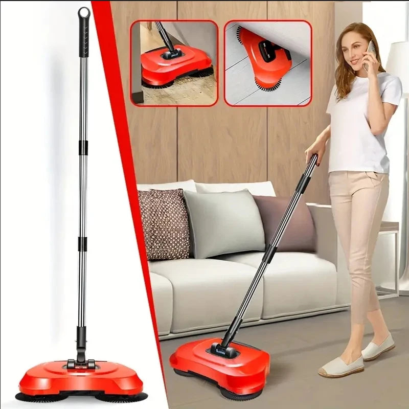 Danoz Cleaning - Hand Push Sweeper Stainless Steel Push Sweeping Mop Drop Pusher Chick Handle Household Cleaning Tools Floor