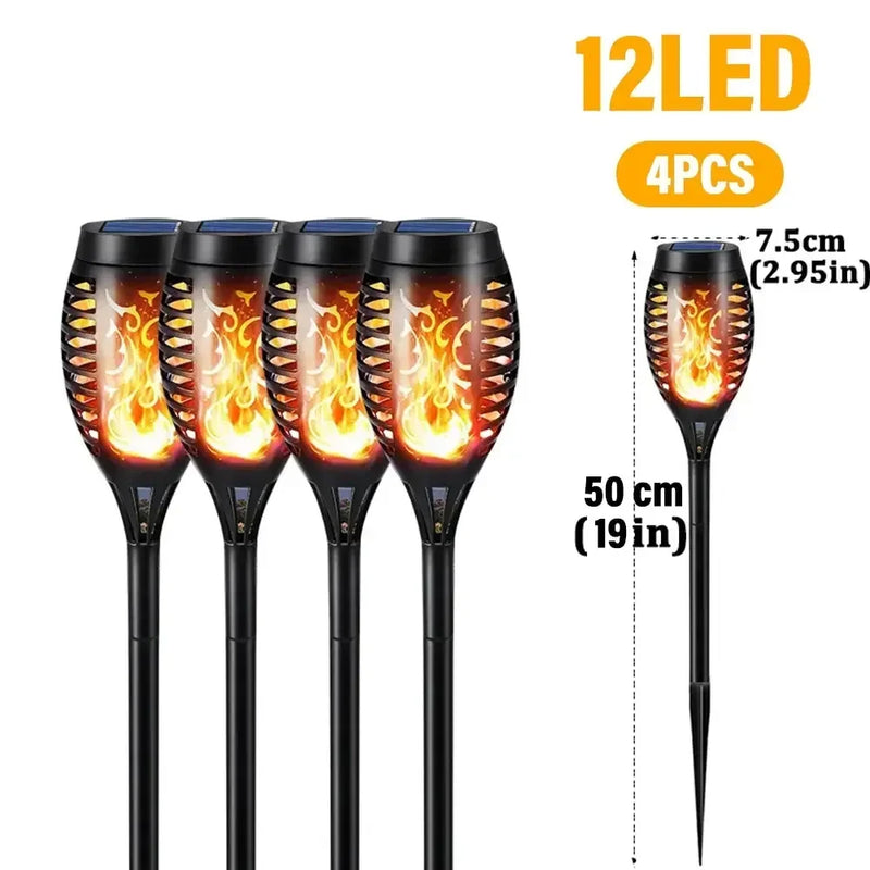 🔥 Danoz LightSmart | Solar Flickering Flame Torch Garden Light | 12 / 33 / 96 LED | IP65 Waterproof | Auto Dusk-to-Dawn | 2-4 Pack
