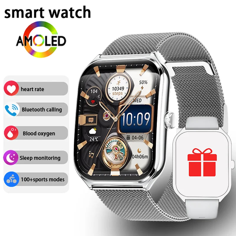 Danoz Smart - New Ultra Thin Smart Watch men 1.96" AMOLED 360*360 HD Pixel Display Always Show Time Call Reminder Smartwatch Ladies For huawei