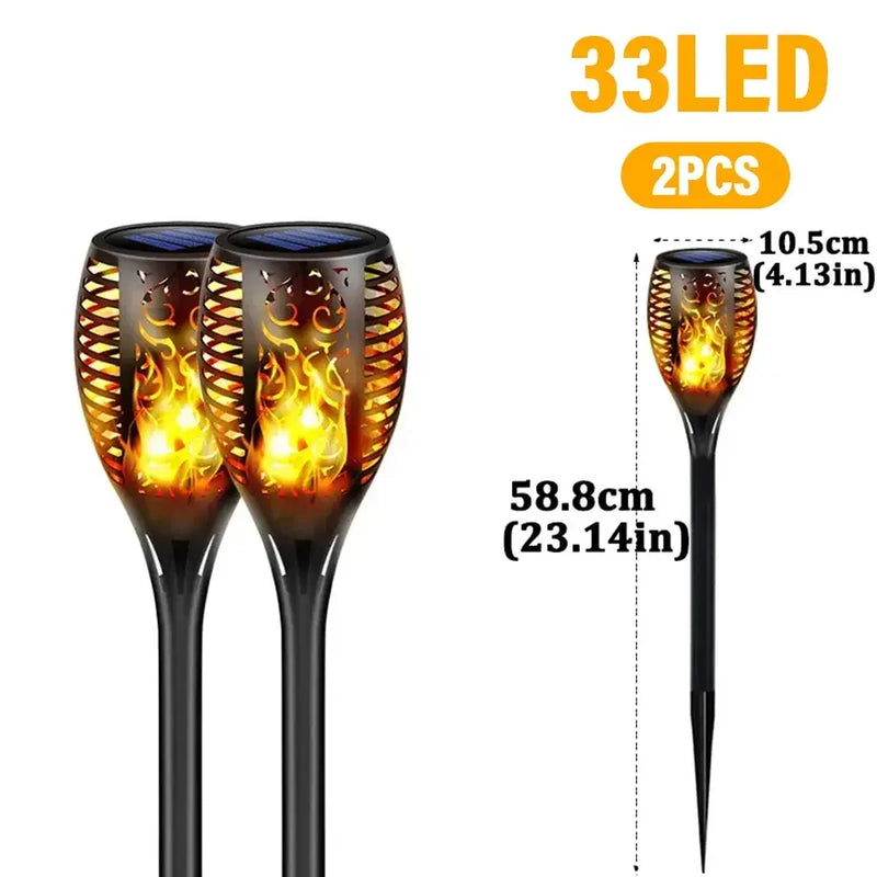 🔥 Danoz LightSmart | Solar Flickering Flame Torch Garden Light | 12 / 33 / 96 LED | IP65 Waterproof | Auto Dusk-to-Dawn | 2-4 Pack