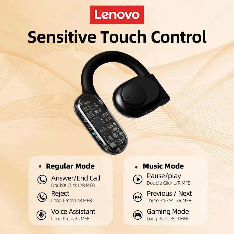 Ultimate sound quality and comfort with Danoz Direct - Lenovo LP76 OWS Earhook Earphones! Featuring Bluetooth 5.3 for low latency gaming