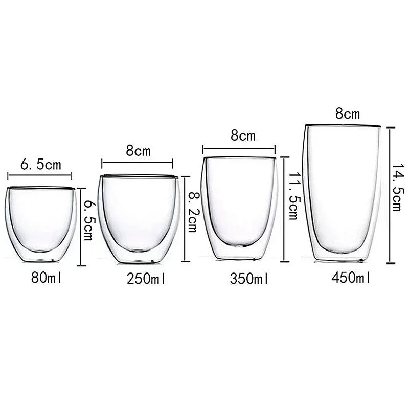 Danoz CoffeeSmart – Sip in Style! Double Wall High Borosilicate Glass Mugs – Heat Resistant, Eco-Friendly & Perfect for Coffee, Tea, Juice & More – Sets of 4 to 18! ☕🥂✨
