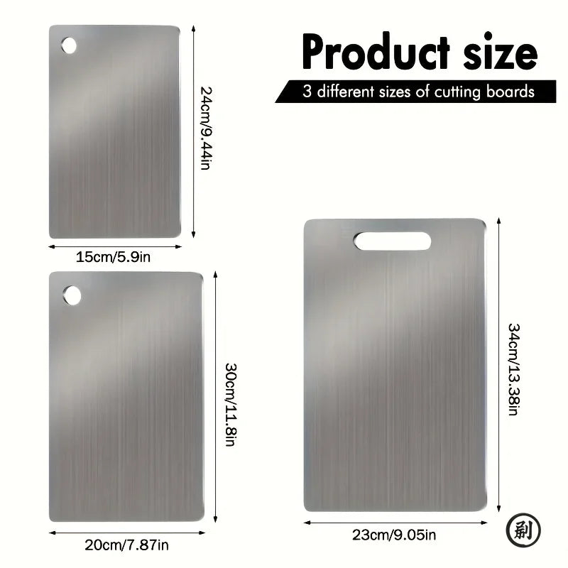 Danoz KitchenSmart Stainless Steel 3pcs Cutting Boards - BPA-Free Dishwasher Safe Non-Slip Kitchen Boards - Super Bundle!