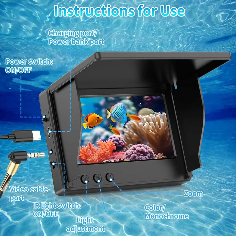 Danoz FishingSmart - Portable Underwater Fishing Camera with 4.3 LCD Monitor Infrared Night Vision Waterproof Fish Finder
