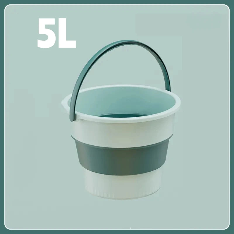 Danoz HomeSmart - 5/10/17L Folding Portable Bucket with Cover Car Wash Fishing Bathroom Silicone Bucket Outdoor Camping Household Supplies