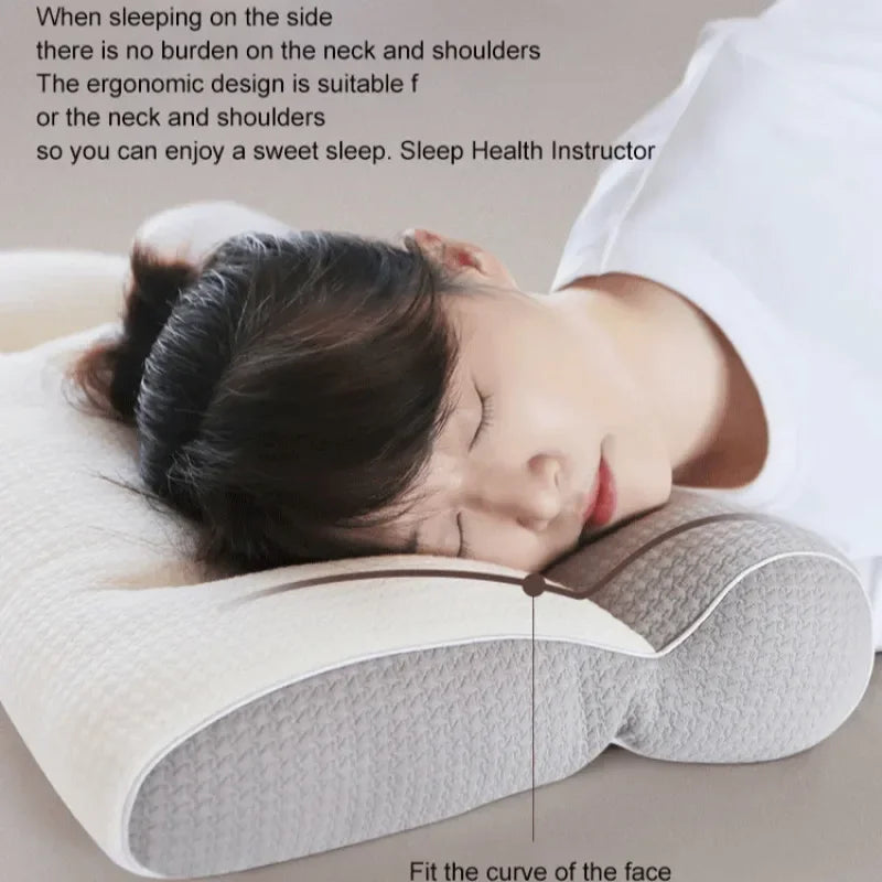 Ultimate comfort with Danoz Direct's Cervical Traction Care Pillow! Designed to alleviate neck pain and promote better sleep