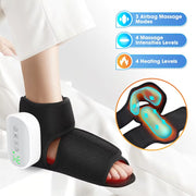 Black foot massager with airbag massage modes on a white background