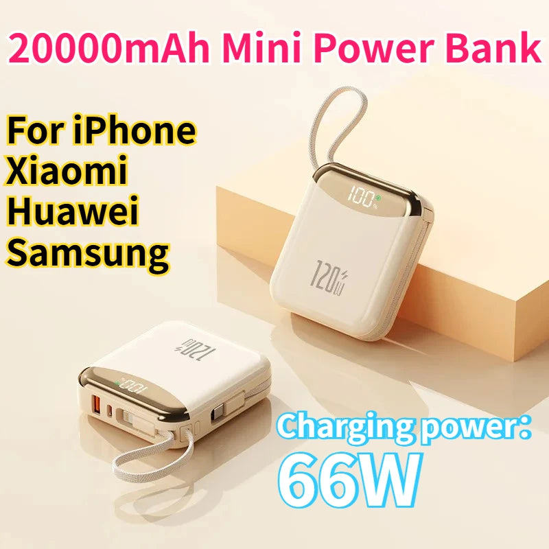 ⚡ Danoz PowerSmart | 165W 20,000mAh Mini Power Bank | Fast Charge | USB-C | Digital Display | LED Lamp | Black, White, Blue, Beige & Purple