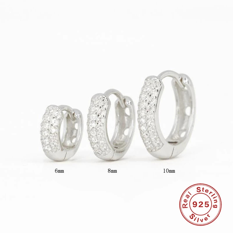 Danoz JewelrySmart, ROXI Half Side Zircon Crystals Hoop Earrings for Women Girls 925 Sterling Silver Jewelry Huggie Earrings Pendientes Plata 925
