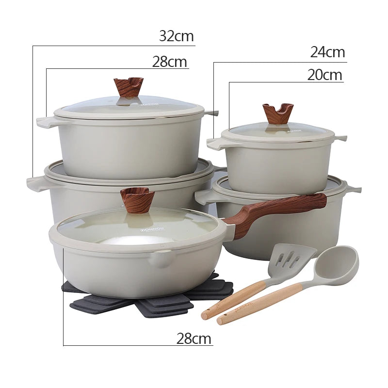 🍳 Danoz CookSmart | DONNOR 21-Piece Ceramic Nonstick Cookware Set | Pots & Pans | Utensils & Pan Protectors | Granite Finish | Eco-Friendly | Multiple Colours ✨
